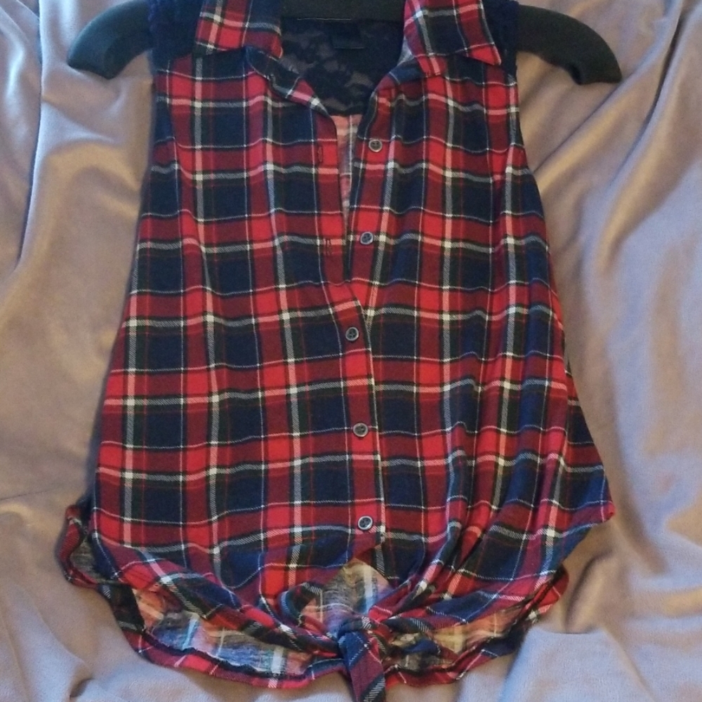 Charlotte Russe Plaid Button up Tank